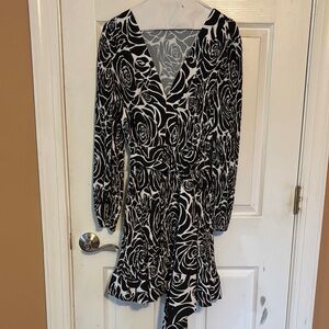 Milly Black and White Floral Mini Dress